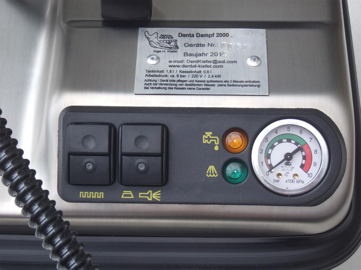 Denta Dampf 2000 Bedienfeld Manometer